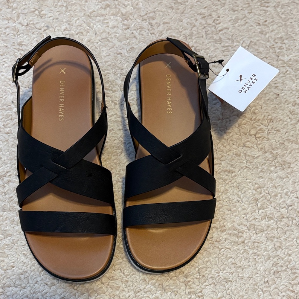 Denver Hayes Black Strappy Women's Sandals